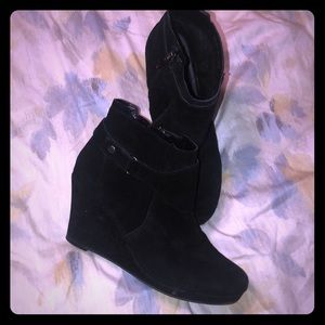 Dolce Vita black suede wedge booties